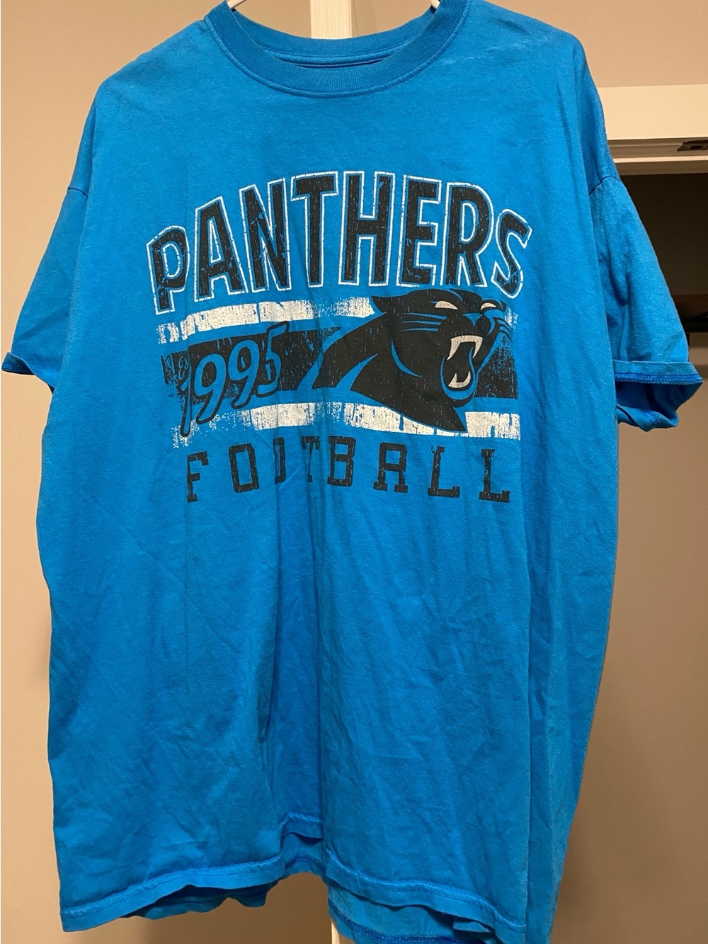 NFL Panthers Bright Blue Graphic Football Tee